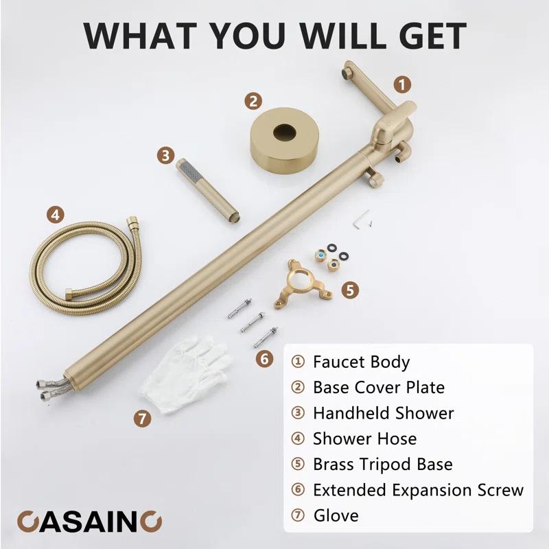 Single Handle Freestanding Bathtub Faucet with Diverter and Handshower