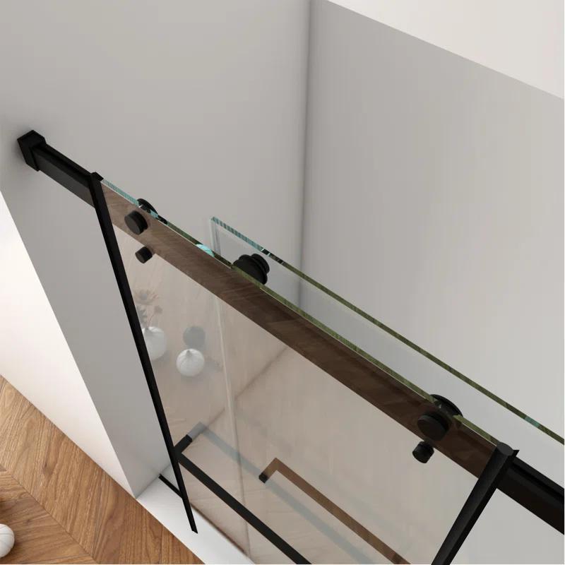 56"-60"W X 70"H Frameless Shower Door, Double Sliding Shower Door, 5/16"(8Mm) Laminated Glass Premium Tempered Glass Shower Enclosure,Double Side Easy Clean Coat Finished With Buffer