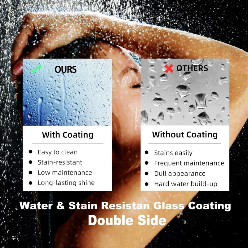 56"-60"W X 70"H Frameless Shower Door, Double Sliding Shower Door, 5/16"(8Mm) Laminated Glass Premium Tempered Glass Shower Enclosure,Double Side Easy Clean Coat Finished With Buffer