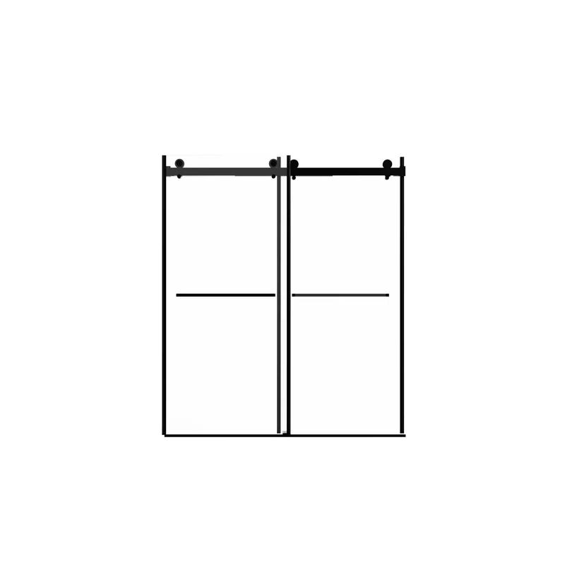 56"-60"W X 70"H Frameless Shower Door, Double Sliding Shower Door, 5/16"(8Mm) Laminated Glass Premium Tempered Glass Shower Enclosure,Double Side Easy Clean Coat Finished With Buffer