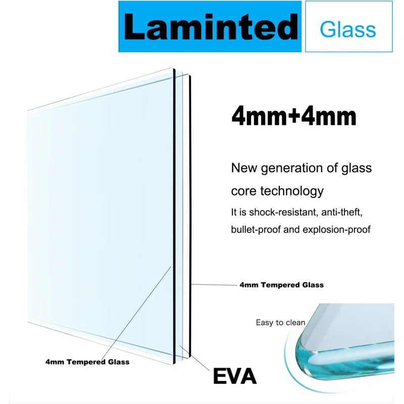 56"-60"W X 70"H Frameless Shower Door, Double Sliding Shower Door, 5/16"(8Mm) Laminated Glass Premium Tempered Glass Shower Enclosure,Double Side Easy Clean Coat Finished With Buffer