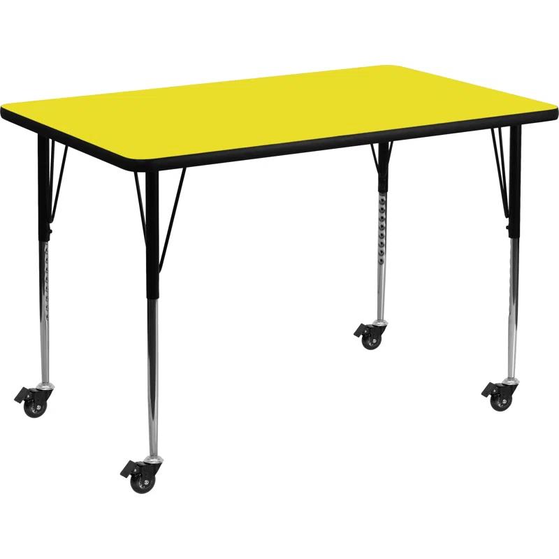 Flash Furniture Goddard Mobile 24''W x 48''L Rectangular HP Laminate Activity Table - Adjustable Legs