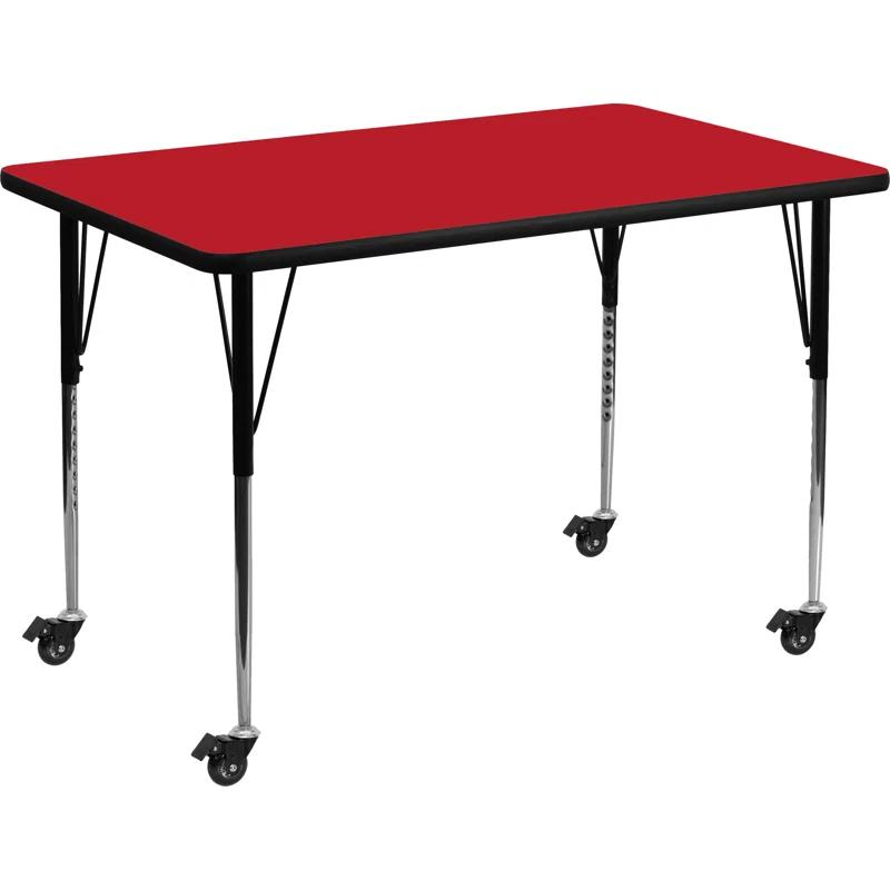 Flash Furniture Goddard Mobile 24''W x 48''L Rectangular HP Laminate Activity Table - Adjustable Legs