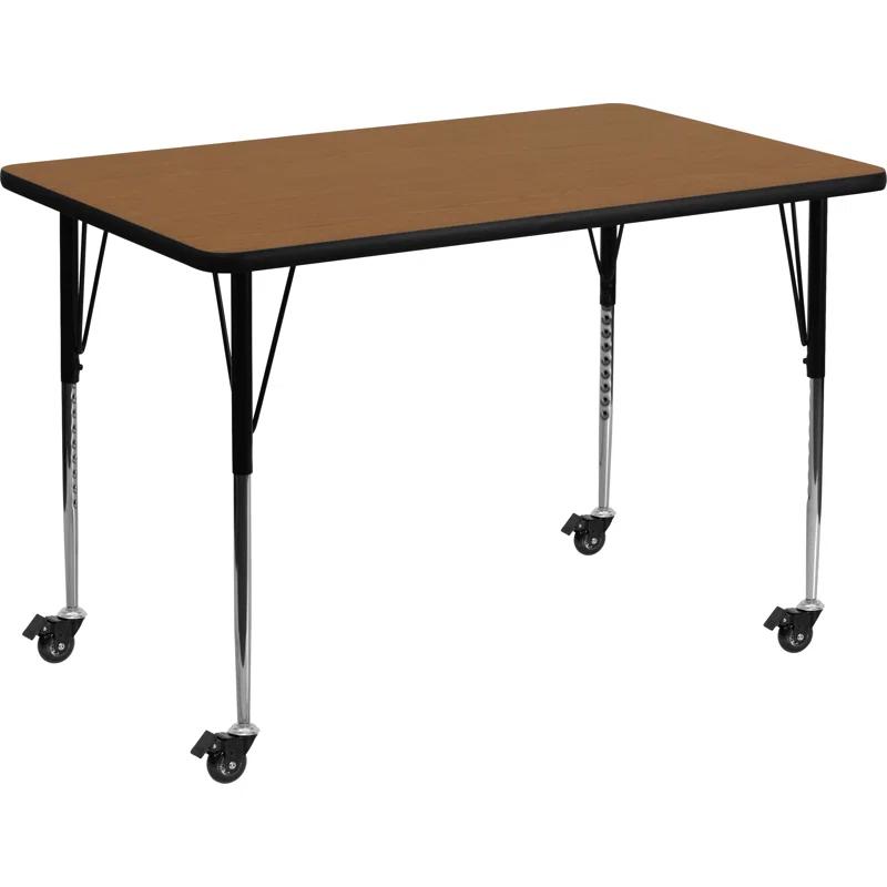 Flash Furniture Goddard Mobile 24''W x 48''L Rectangular HP Laminate Activity Table - Adjustable Legs