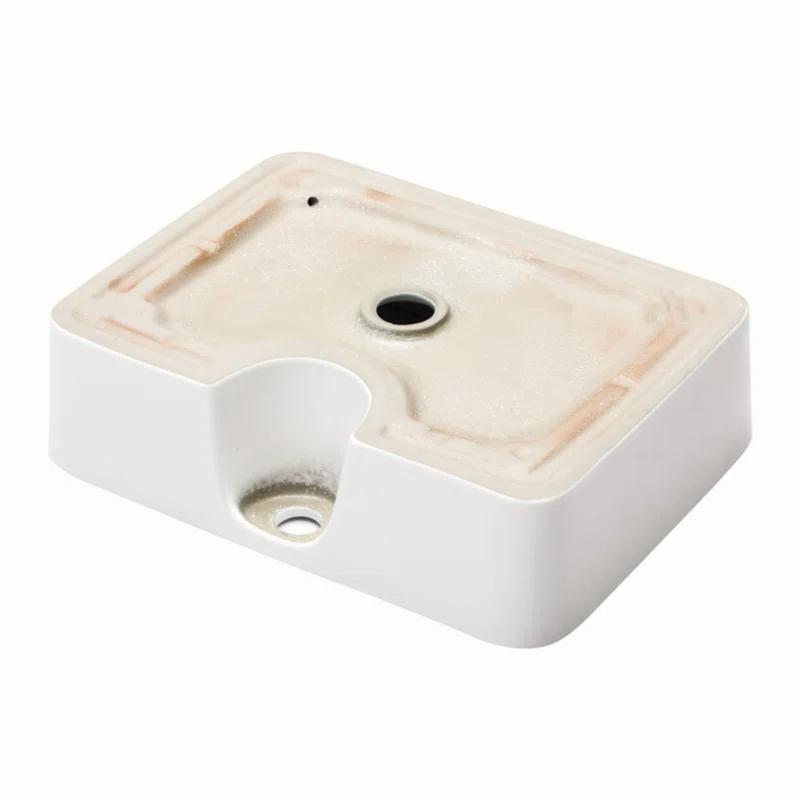 16" x 12" Bathroom Vessel Sink Rectangular Above Counter White Ceramic Vessel Sink with Faucet Hole