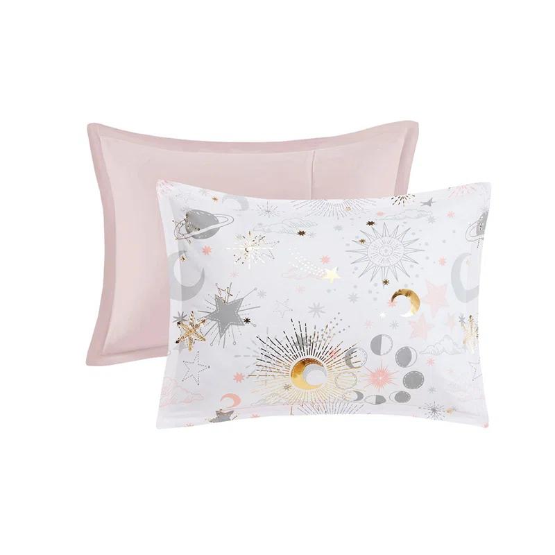 Gracie Mills Dervan Celestial Dreams Starry Sky Metallic Comforter Set with Enchanting Throw Pillow