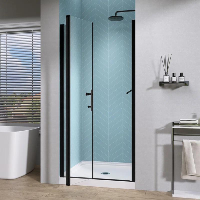 Shower Doors 34" -35 1/4" W x 72" H Bifold Frameless Glass Shower Door, Folding Shower Doors