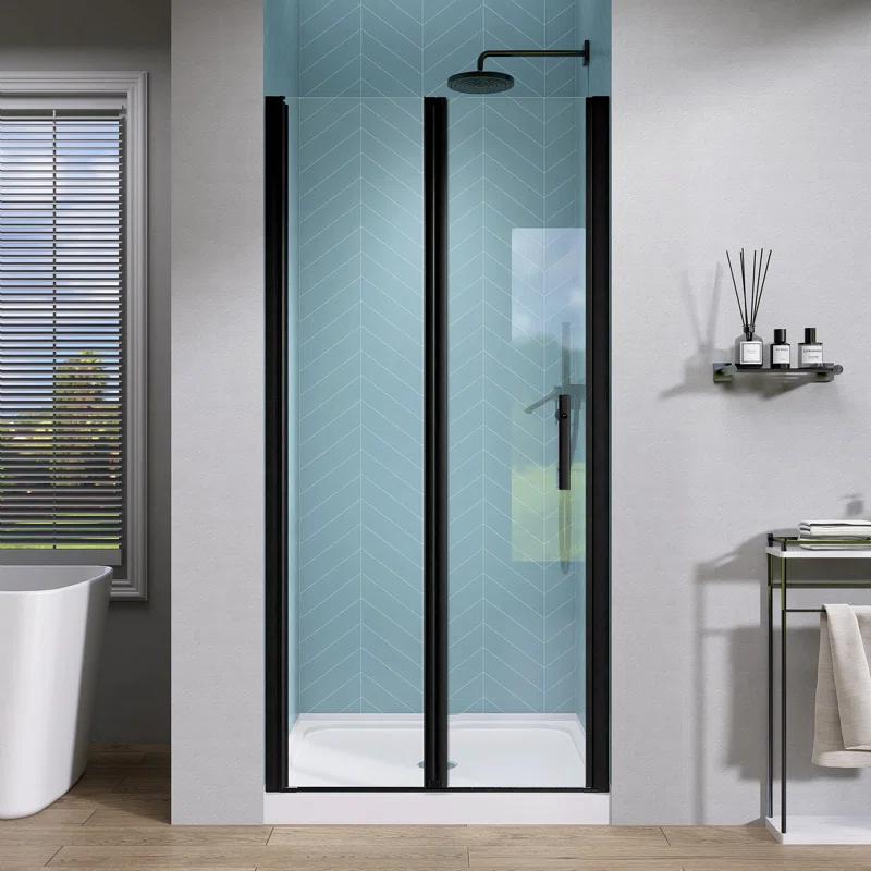 Shower Doors 34" -35 1/4" W x 72" H Bifold Frameless Glass Shower Door, Folding Shower Doors
