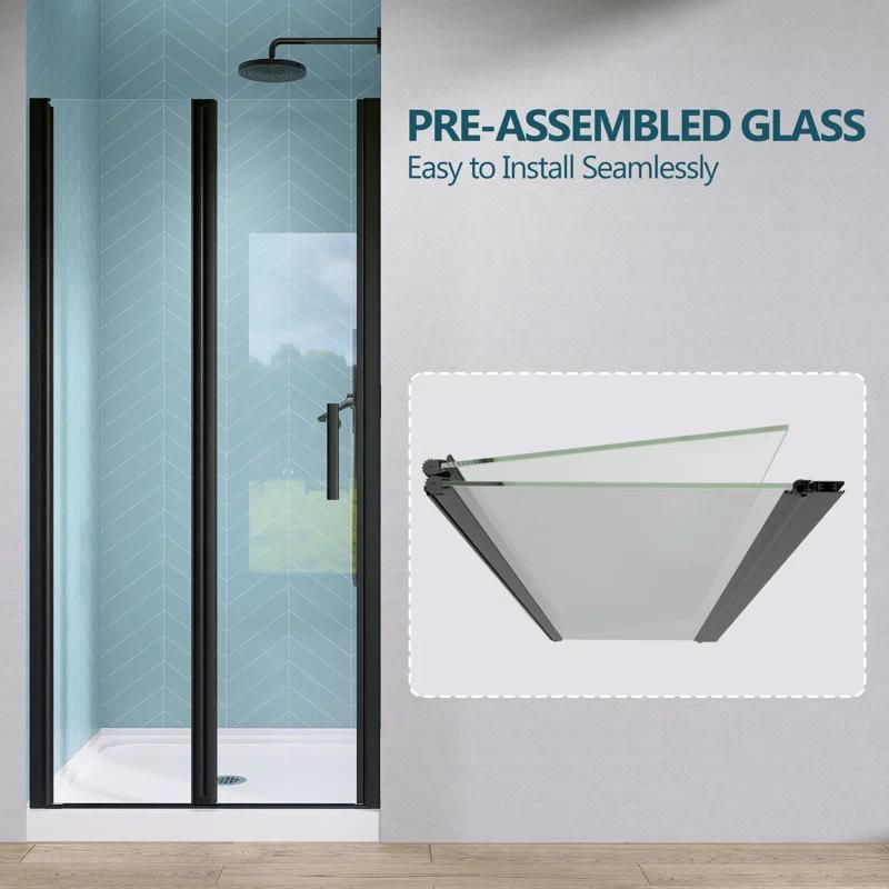 Shower Doors 34" -35 1/4" W x 72" H Bifold Frameless Glass Shower Door, Folding Shower Doors