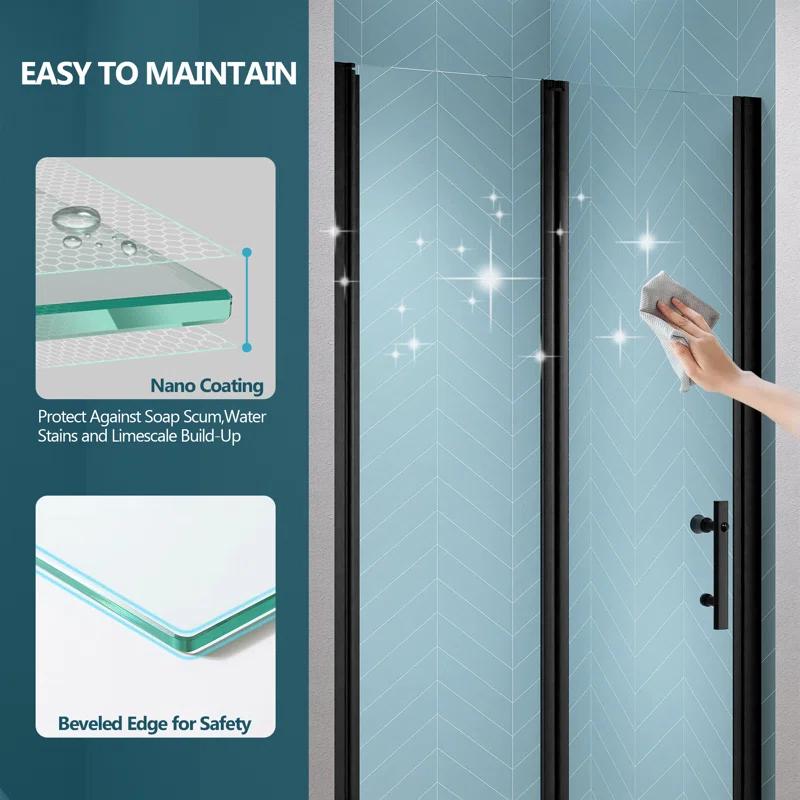 Shower Doors 34" -35 1/4" W x 72" H Bifold Frameless Glass Shower Door, Folding Shower Doors