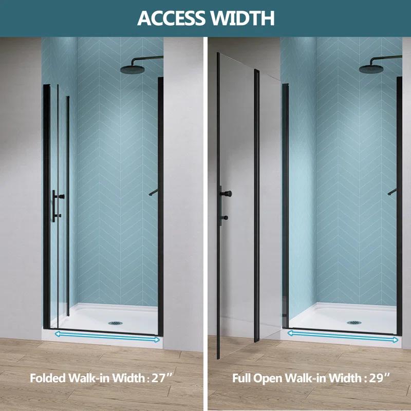 Shower Doors 34" -35 1/4" W x 72" H Bifold Frameless Glass Shower Door, Folding Shower Doors