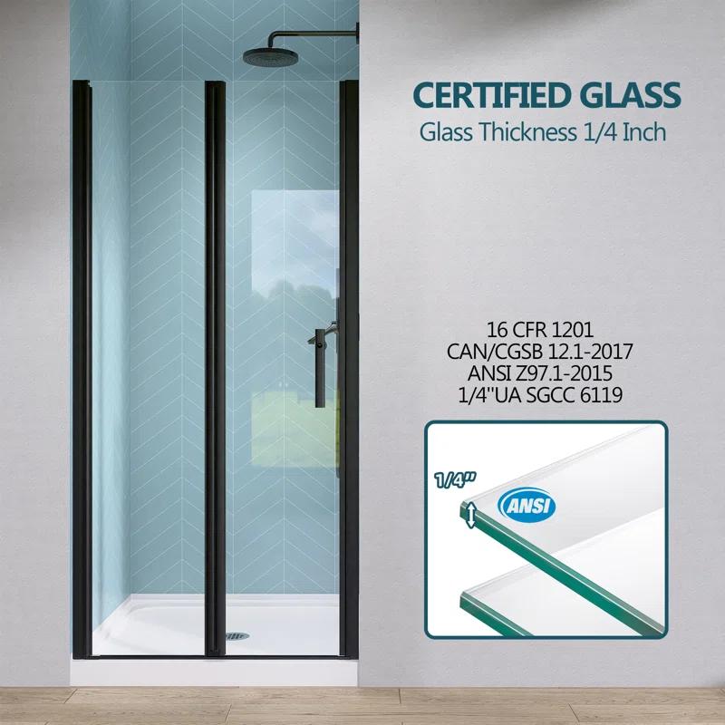 Shower Doors 34" -35 1/4" W x 72" H Bifold Frameless Glass Shower Door, Folding Shower Doors
