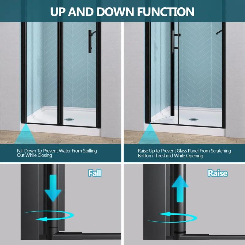 Shower Doors 34" -35 1/4" W x 72" H Bifold Frameless Glass Shower Door, Folding Shower Doors