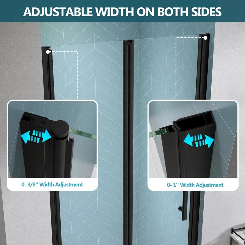 Shower Doors 34" -35 1/4" W x 72" H Bifold Frameless Glass Shower Door, Folding Shower Doors