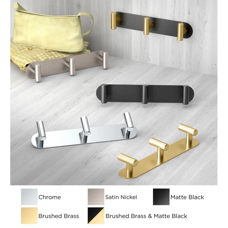 Latitude II Wall Mounted Towel and Robe Hook Rack with 3 Hooks