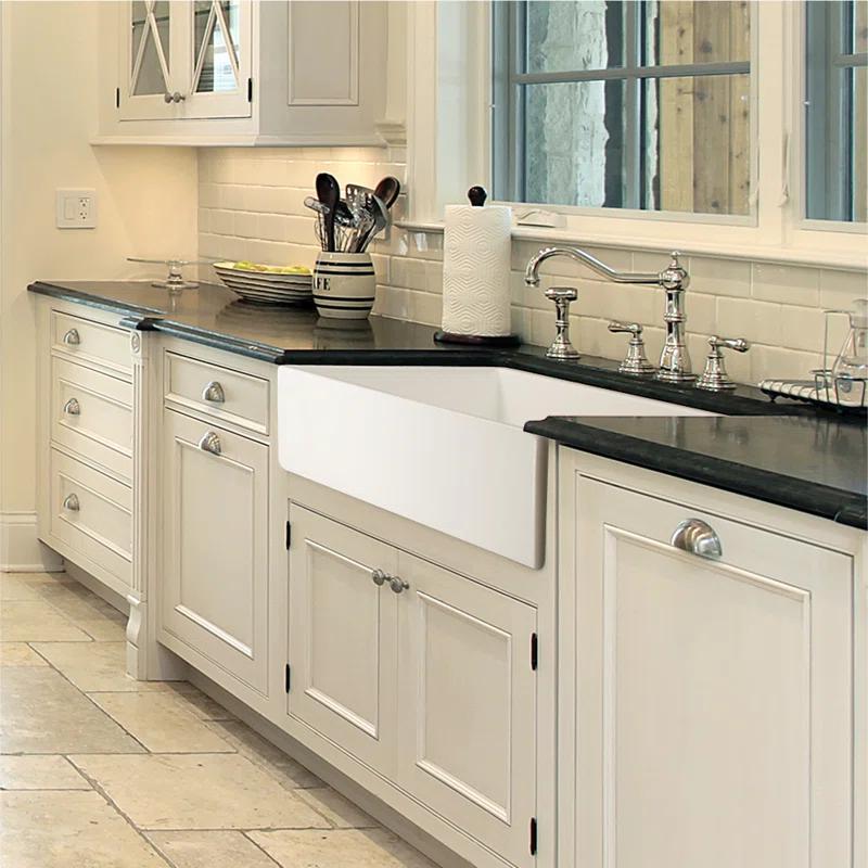 Platus Houzer Farmhouse Apron Front/Undermount 36 inch Fireclay Single Bowl Kitchen Sink