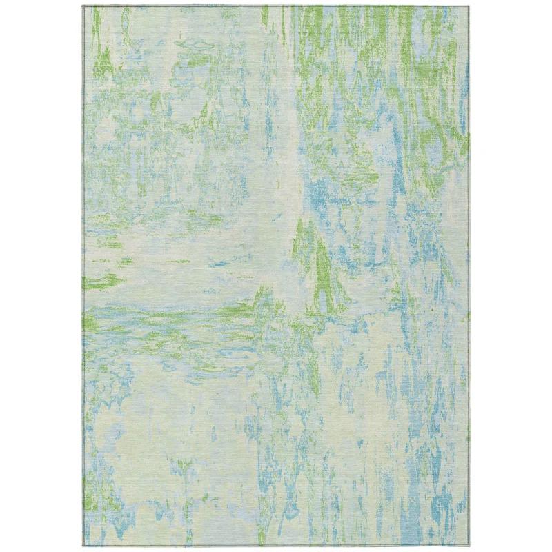 Machine Washable Indoor/Outdoor Christain ACN1352 Mint Rug