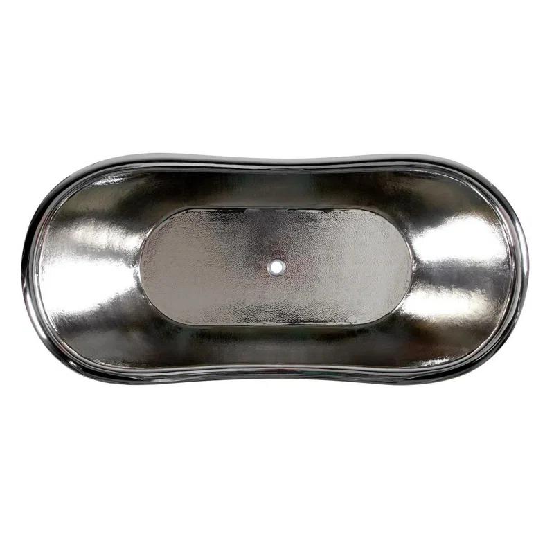 Paige 66" Copper Double Slipper Pedestal Tub with Pre-Drilled Overflow and Rolled Rim