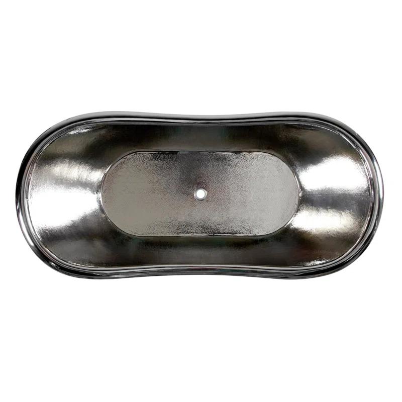 Paige 66" Copper Double Slipper Pedestal Tub with Pre-Drilled Overflow and Rolled Rim