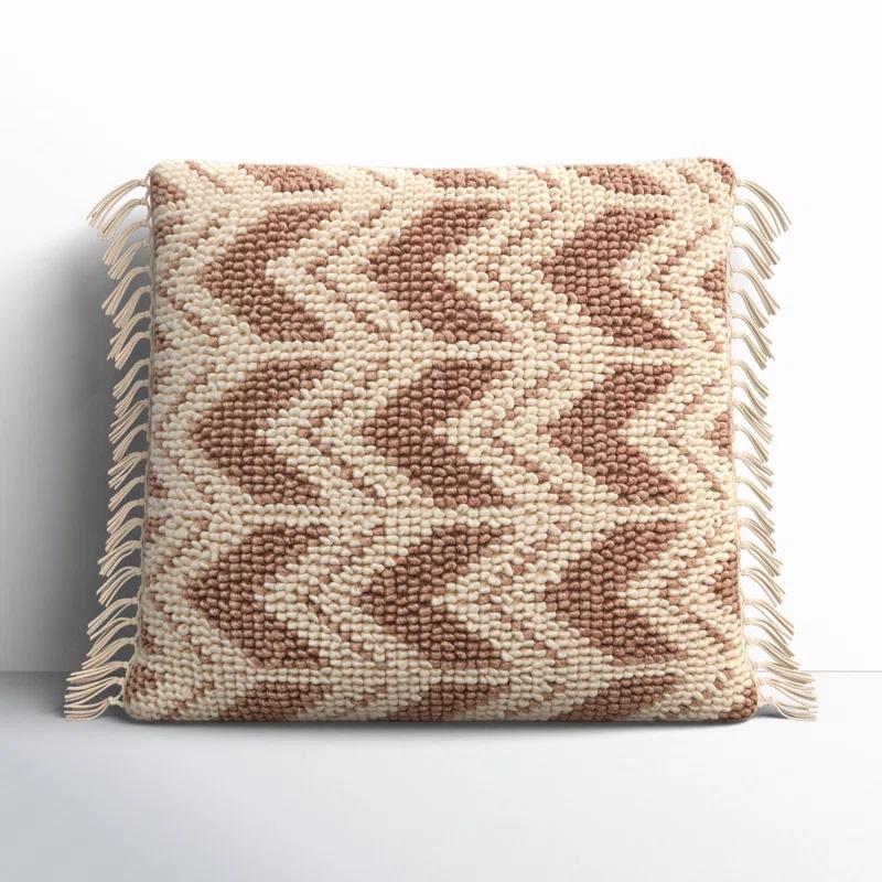 Oakleaf Chevron Polyester,Wool,Cotton Blend Throw Pillow