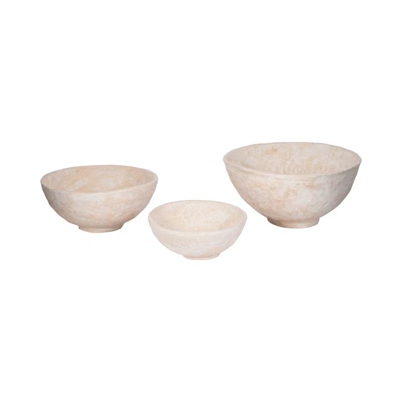 White Paper Mache Decorative Bowl (Set of 3)