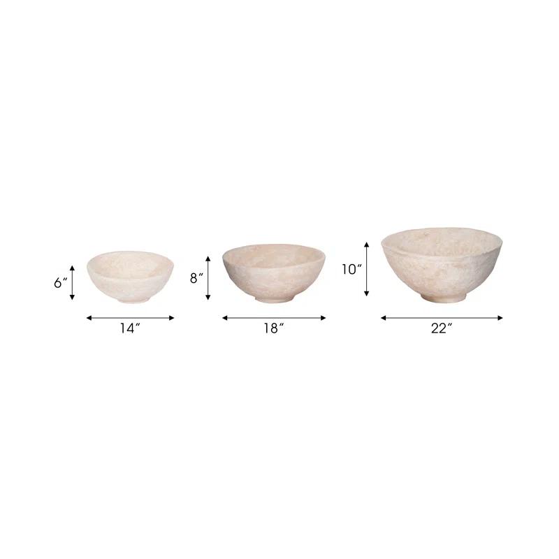 White Paper Mache Decorative Bowl (Set of 3)