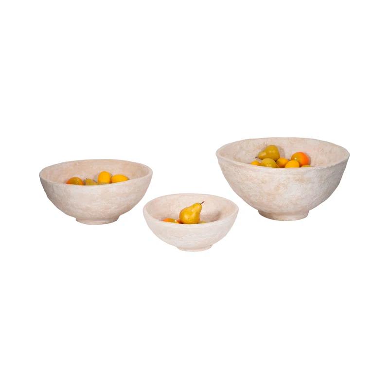 White Paper Mache Decorative Bowl (Set of 3)