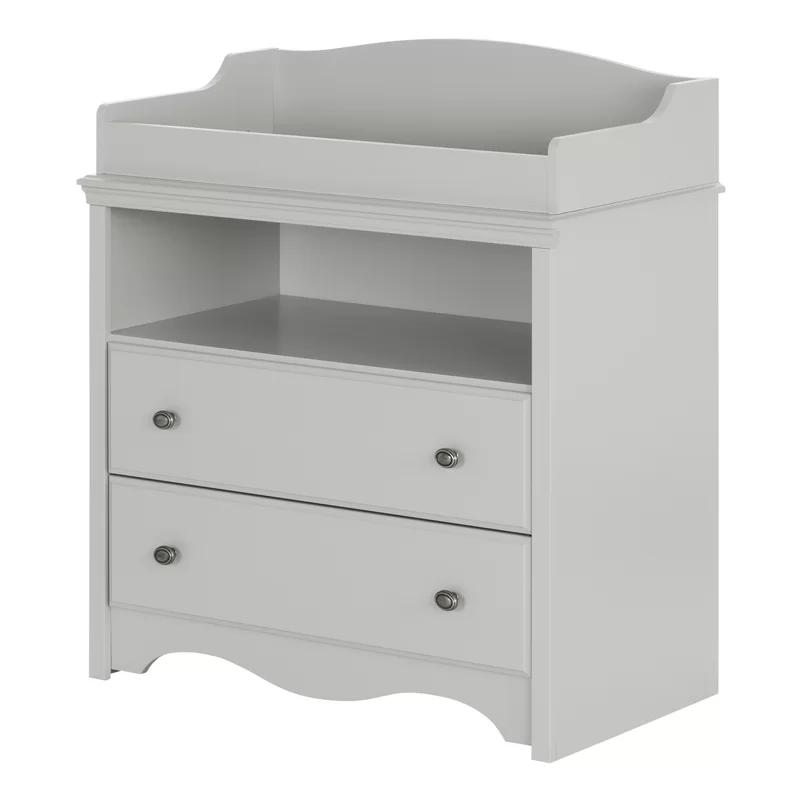 Soft Gray Classic Changing Table Dresser with Secure Front Panel