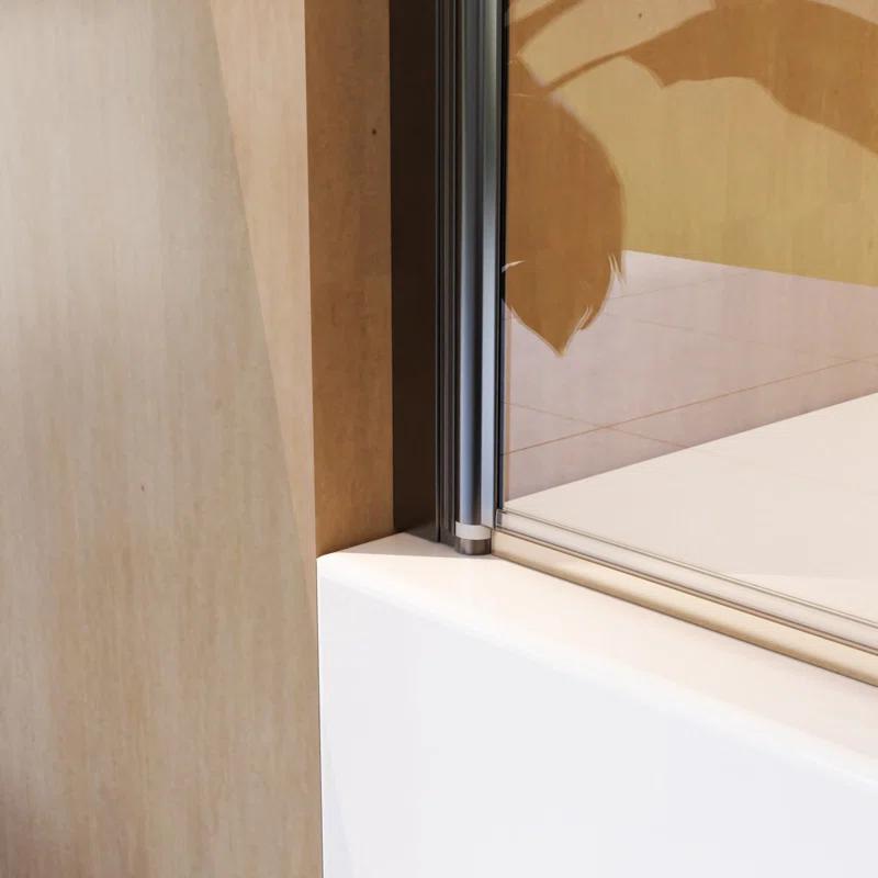 31"W x 55"H Frameless Folding Pivot Shower Tub Door Reversible Installation
