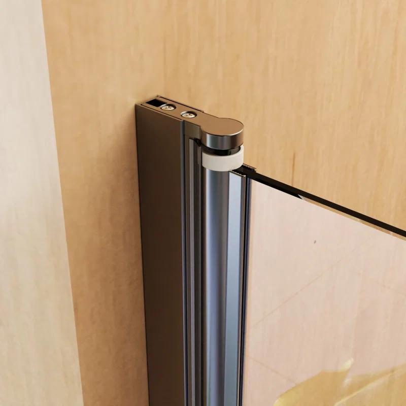 31"W x 55"H Frameless Folding Pivot Shower Tub Door Reversible Installation