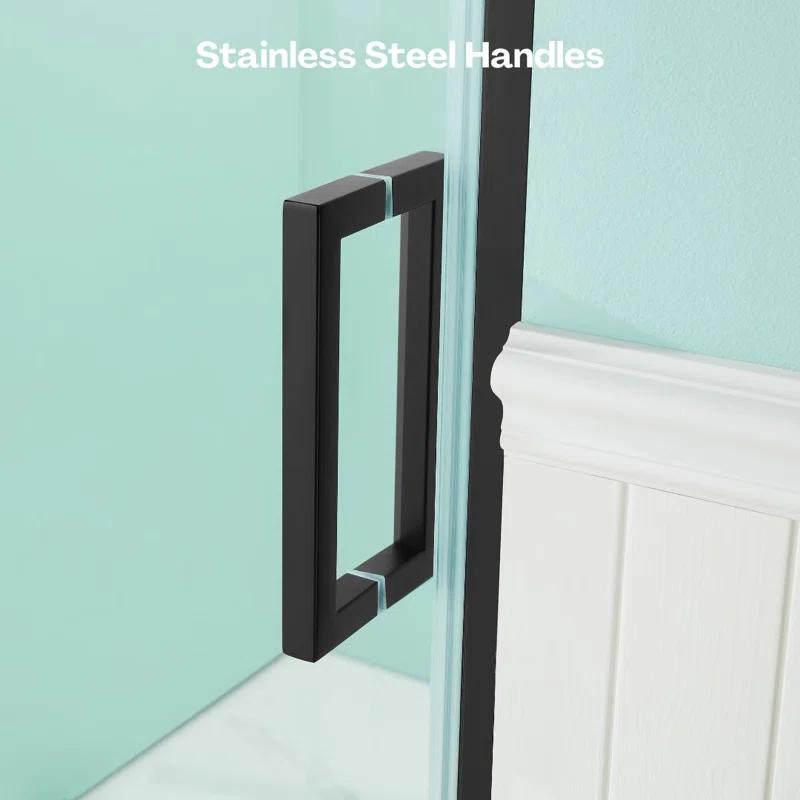 Pivot Swing Semi-Frameless Shower Door With Clear Tempered Glass