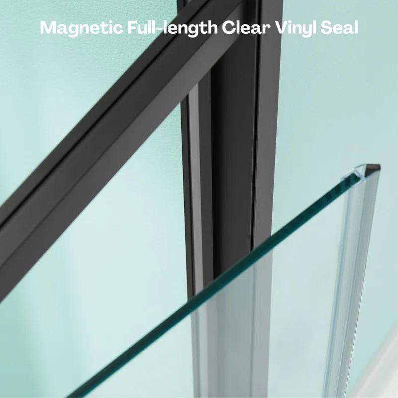 Pivot Swing Semi-Frameless Shower Door With Clear Tempered Glass