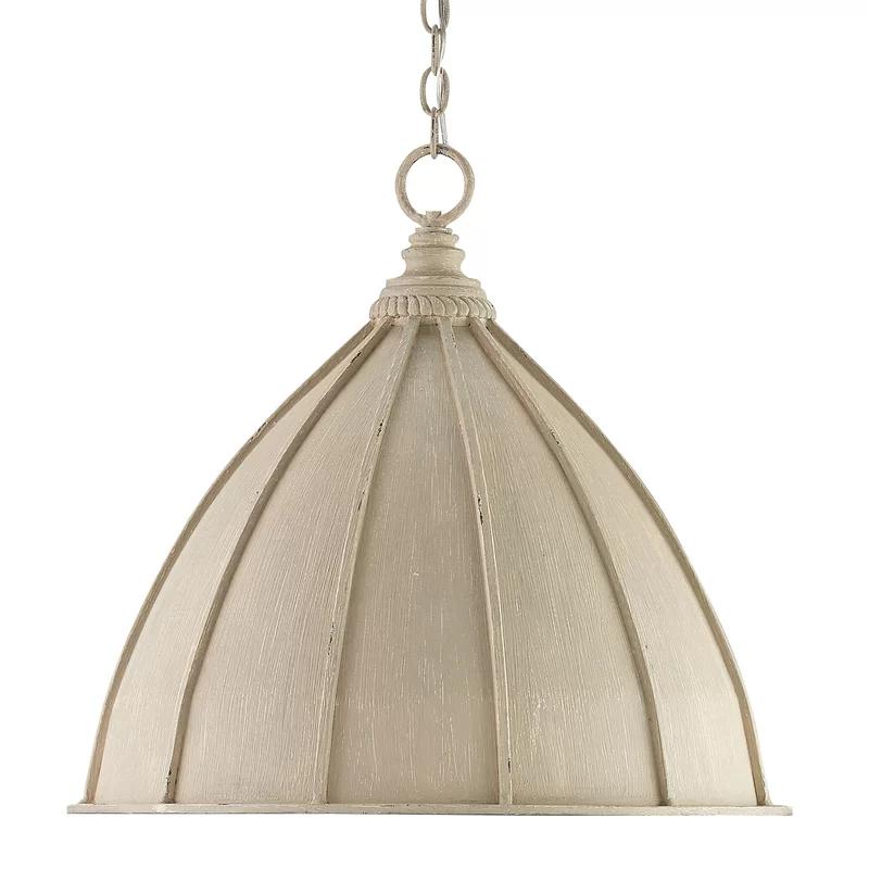 Fenchurch Oyster Cream and Silver Leaf 1-Light Bowl Pendant