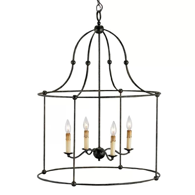 Mayfair 4-Light Candelabra Chandelier with Wrought Iron Cage