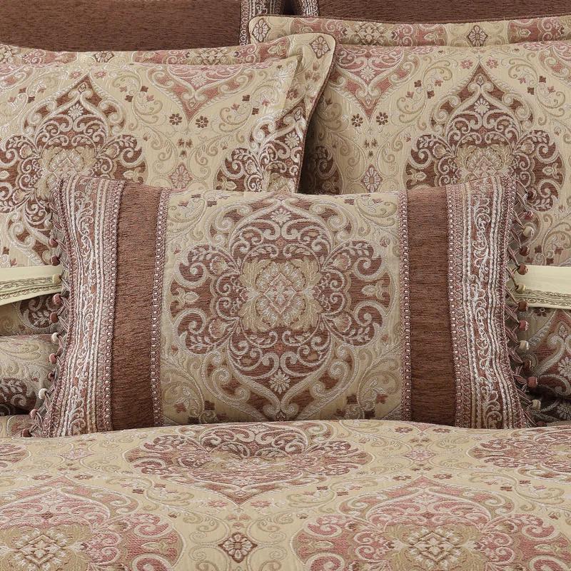 Terracotta Jacquard Boudoir Decorative Throw Pillow with Tassels