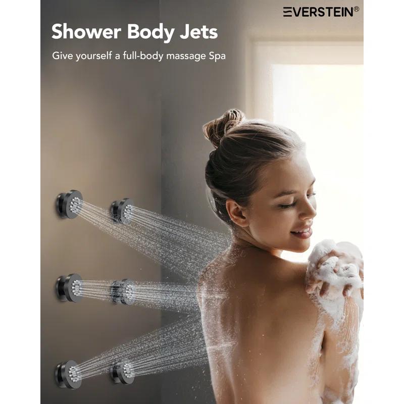 Wall Mounted Dual Thermostatic Shower Shower Faucet Set ,Waterfall & Rainfall Shower Head with Rough-In Valve