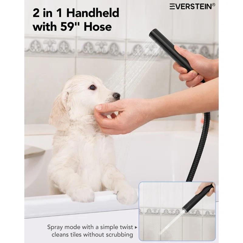Wall Mounted Dual Thermostatic Shower Shower Faucet Set ,Waterfall & Rainfall Shower Head with Rough-In Valve