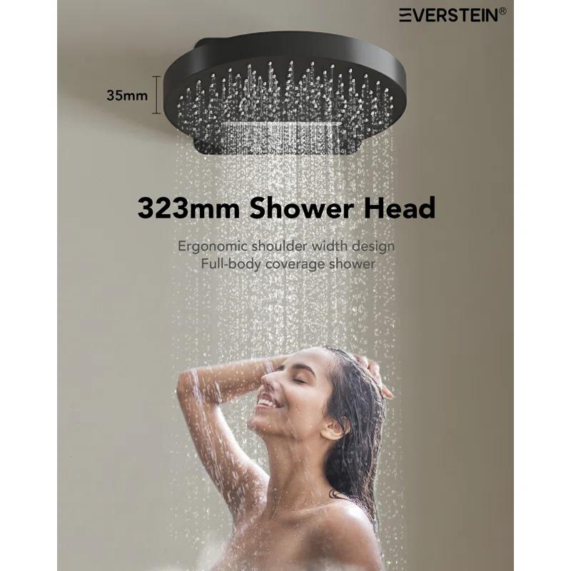 Wall Mounted Dual Thermostatic Shower Shower Faucet Set ,Waterfall & Rainfall Shower Head with Rough-In Valve