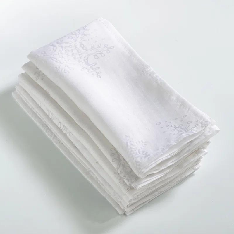 Saro Evening Snowflake Collection Polyester Embroidered Square Napkin (Set of 4)