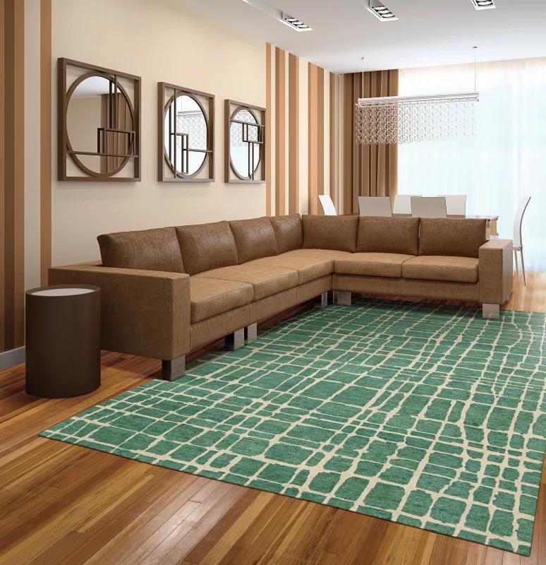 Nourison  Tahoe Modern Area Rug 5'6" x 8'6" 6' x 9' Indoor Living Room, Bedroom, Dining Room Green