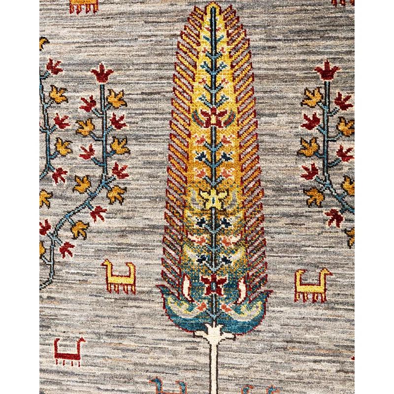 Solo Rugs One-of-a-Kind Rectangle 8'2" X 9'10" Wool Area Rug Fawn/Red/Orange/Blue/Black