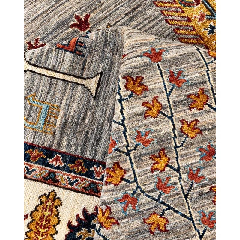 Solo Rugs One-of-a-Kind Rectangle 8'2" X 9'10" Wool Area Rug Fawn/Red/Orange/Blue/Black
