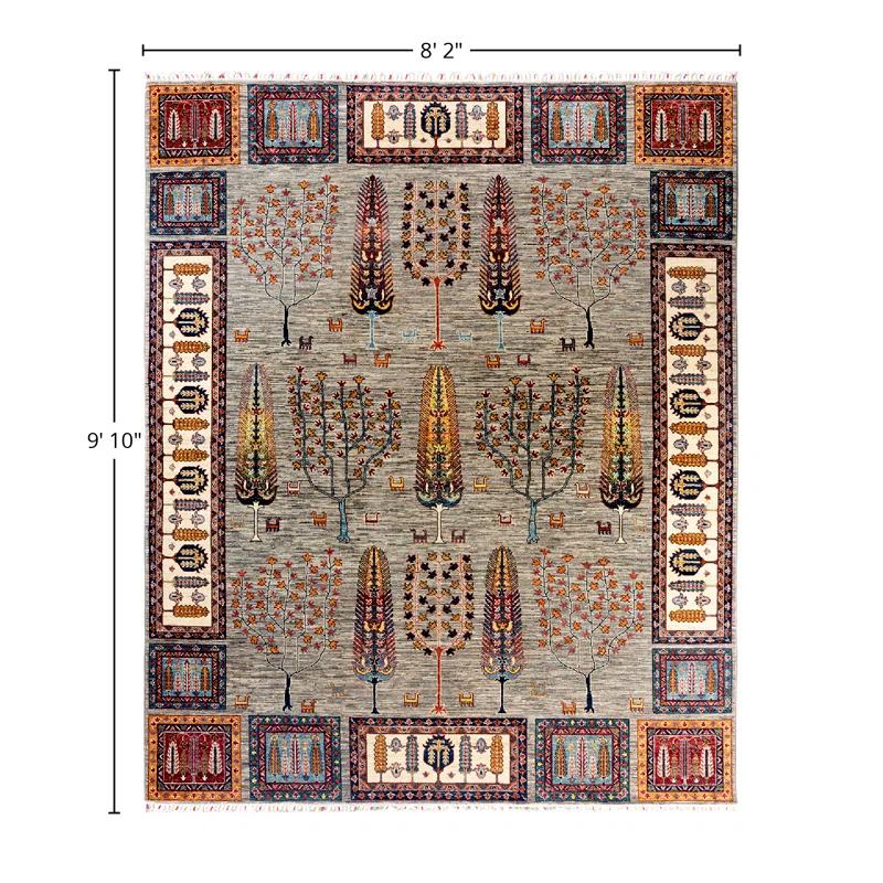 Solo Rugs One-of-a-Kind Rectangle 8'2" X 9'10" Wool Area Rug Fawn/Red/Orange/Blue/Black