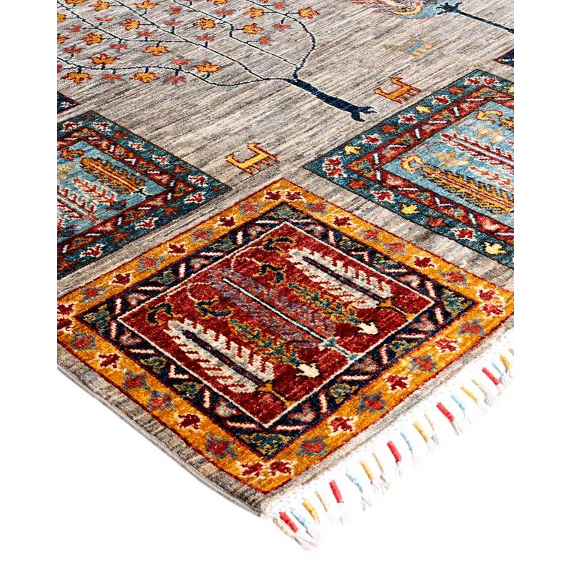 Solo Rugs One-of-a-Kind Rectangle 8'2" X 9'10" Wool Area Rug Fawn/Red/Orange/Blue/Black