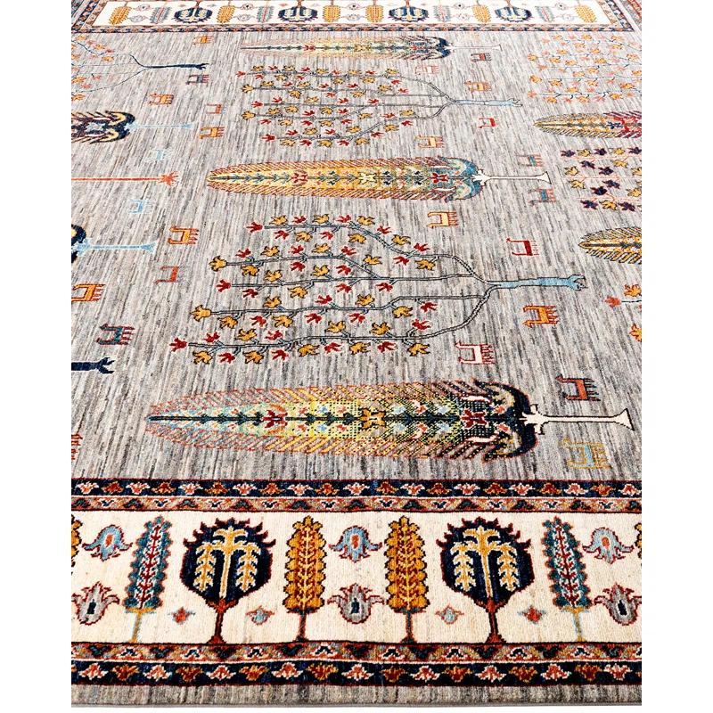 Solo Rugs One-of-a-Kind Rectangle 8'2" X 9'10" Wool Area Rug Fawn/Red/Orange/Blue/Black