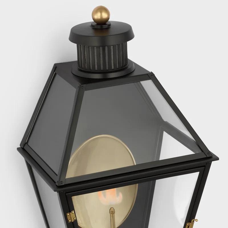 Matte Black Gas Outdoor Wall Lantern with Clear Glass