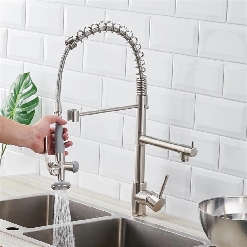 Kitchen Faucet Pull Down Sprayer Brushed Nickel,Single Handle Kitchen Sink Faucet