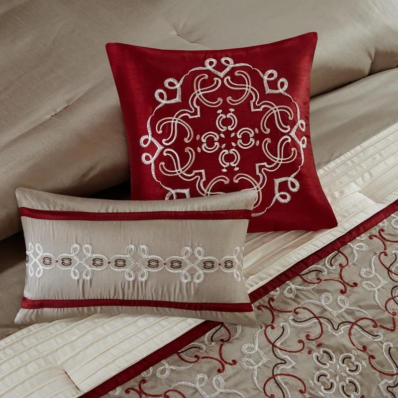 Jelena Red Microfiber Queen 24-Piece Bedspread Set