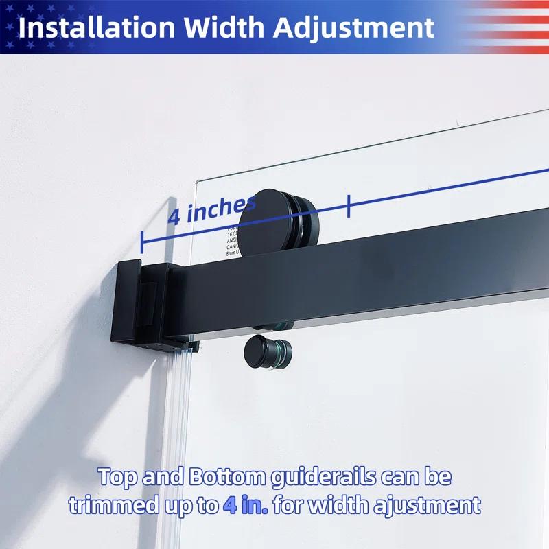 LAWRENCE 56-60"W X 75"H Frameless Double Sliding Shower Door, 304 Stainless Steel In Matte Black, 5/16" (8Mm) Thick SGCC Tempered Clear Glass. | Wayfair