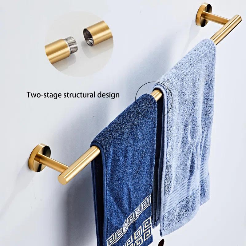 Bathroom Hardware Set 5 Piece With Towel Racks For Bathroom, SUS304 Stainless Steel Bath Towel Bar Set, 24 Inch Wall Mounted Accessories Kit…